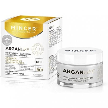 Mincer Pharma Argan Life 50 Moisturizing, Rejuvenating, Protective Anti-Aging Day Cream for All Skin Types with Argan