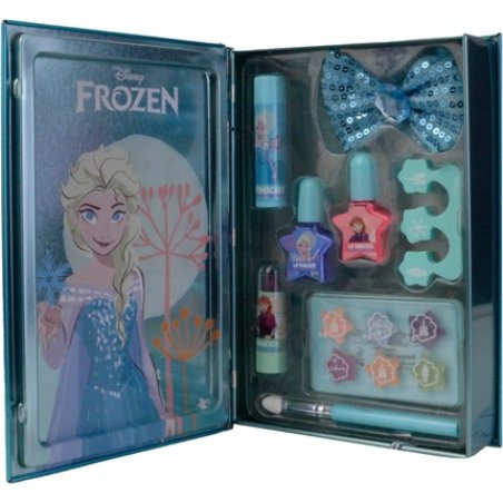 Lip Smacker Frozen Beauty Book Tin with Lipstick, Lip Balm, Shimmer Creams and Nail Polishes for Kids' Princess Look -