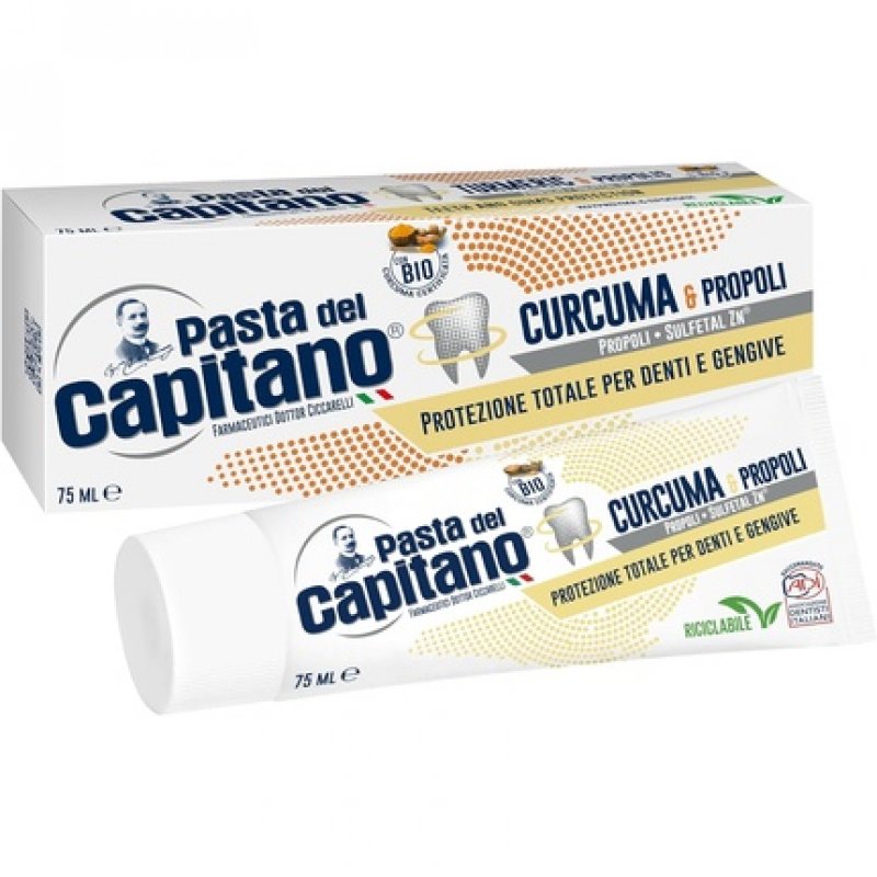 Pasta del Capitano Bio Toothpaste with Turmeric and Propolis 75ml Tube