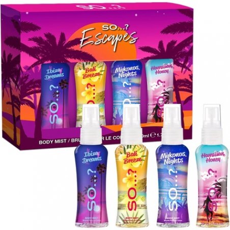 So...? Escapes Women's Gift Set Fragrance Spray Set 4 x 50ml Sweet Getaway