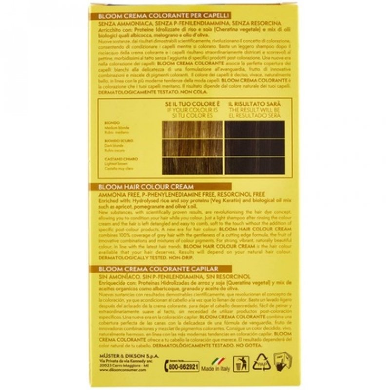 DIKSON Bloom Hair Dye Cream 400 Chestnut with Blend of Organic Oils