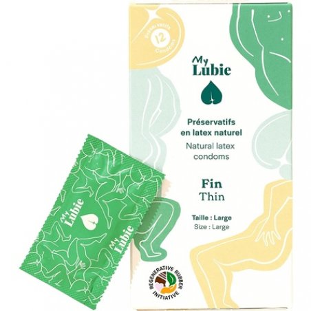 MY LUBIE Large Size Ultra Thin Condoms 12 Pack - Vegan, Fair Trade, and Healthy - XL Size 57mm - Skin to Skin Sensation