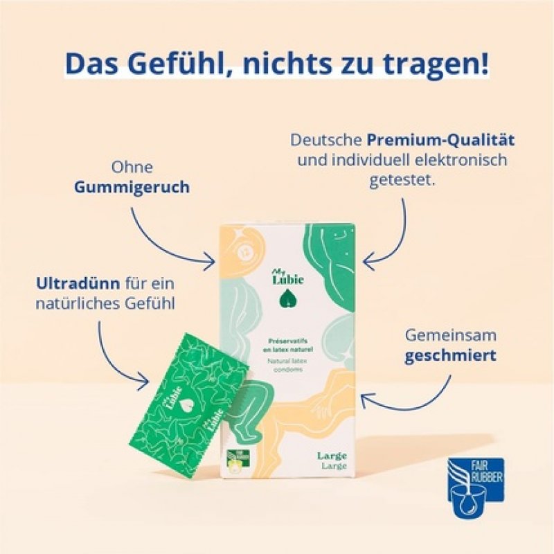 MY LUBIE Large Size Ultra Thin Condoms 12 Pack - Vegan, Fair Trade, and Healthy - XL Size 57mm - Skin to Skin Sensation