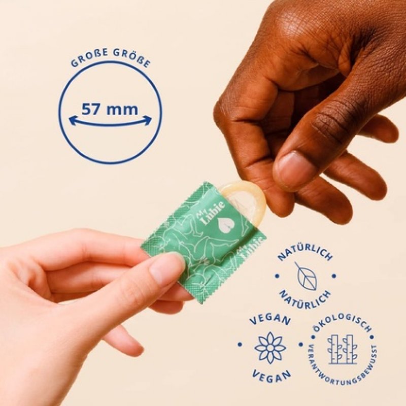 MY LUBIE Large Size Ultra Thin Condoms 12 Pack - Vegan, Fair Trade, and Healthy - XL Size 57mm - Skin to Skin Sensation