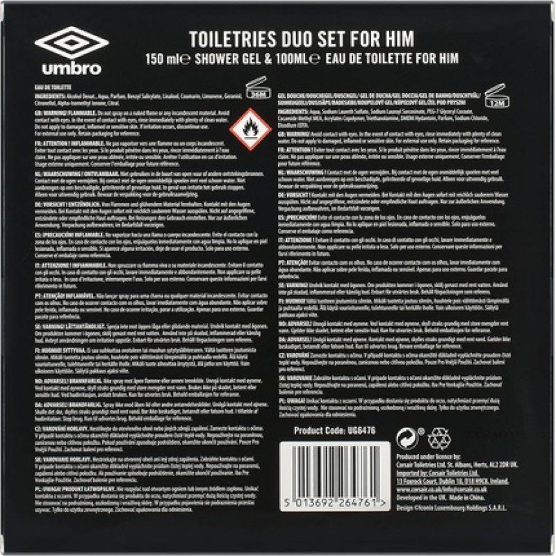 Umbro Power Eau de Toilette 100ml and Body Wash 150ml