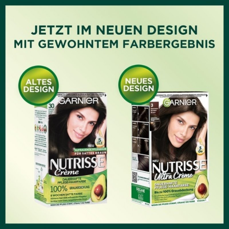 Garnier Creme Coloration Hair Colouring Permanent Hair Colour with 3 Nourishing Oils Nutrises Espresso Dark Brown 30