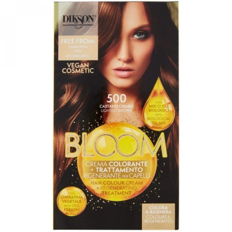 Dikson BLOOM Hair Color Cream 500 Light Brown Organic Oil Blend