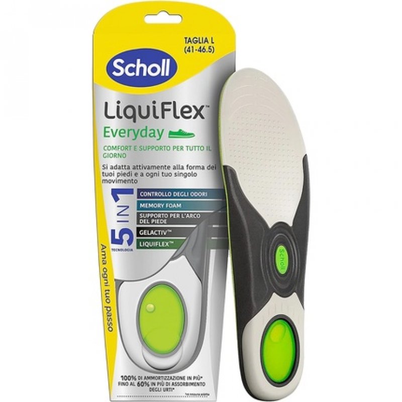 Scholl Liquiflex Everyday Comfort Insoles Shoes Technology 5 in 1 Size L 41 to 46.5