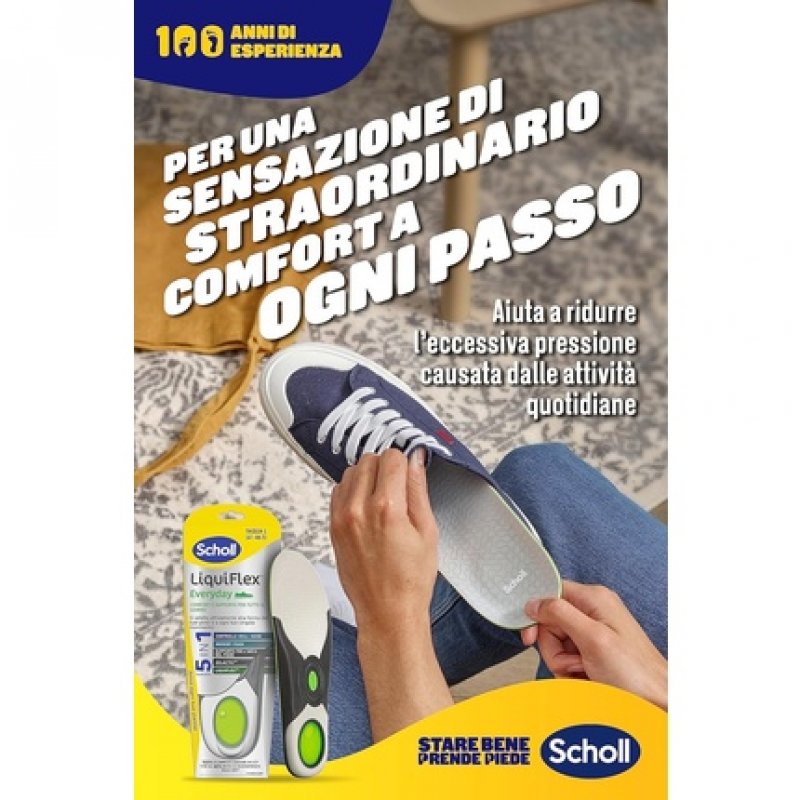 Scholl Liquiflex Everyday Comfort Insoles Shoes Technology 5 in 1 Size L 41 to 46.5