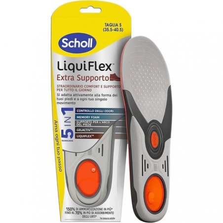 Scholl Liquiflex Extra Support Adjustable Insoles with Memory Foam and 5-in-1 Technology for Work Shoes 35.5-40.5