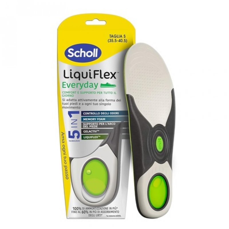 Scholl Liquiflex Everyday Comfort Shoe Technology 5 in 1 Insoles Size S 35.5-40.5