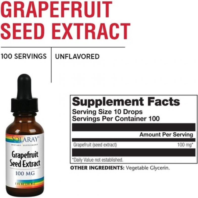 SOLARAY Grapefruit Seed Extract 100mg Unflavored Liquid for Healthy Immune System and Digestion Support 1 Fl. Oz. - 100