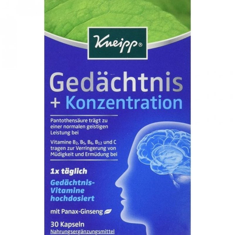 Kneipp Memory Concentration 30 Capsules 14.9g