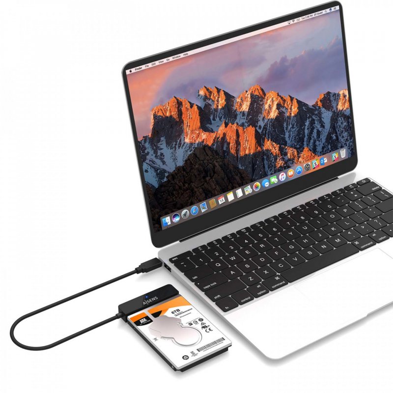 ADAPTADOR AISENS SATA A USB-C USB 3.0/3.1 GEN1 DISCOS 2.5 NEGRO