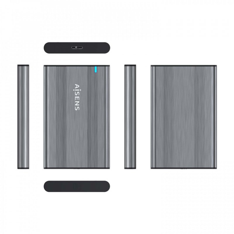 AISENS ASE-2526GR Boîtier de disques de stockage Boîtier HDD Gris 2.5" Alimenté par port USB