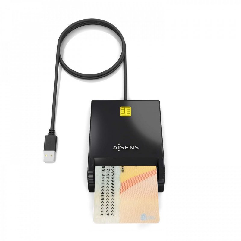 AISENS DNI USB-C Smart Card Reader, Black
