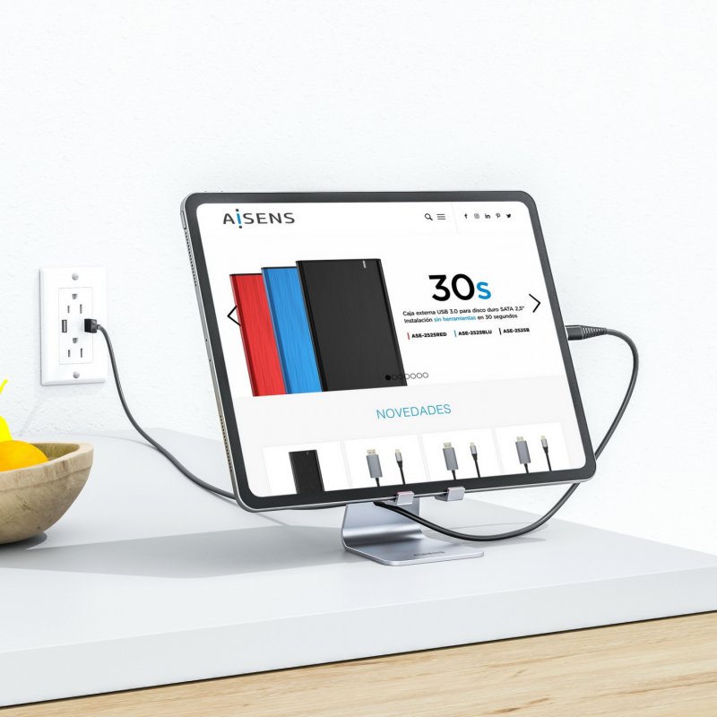 SOPORTE AISENS SOBREMESA M AJUSTABLE (1 PIVOTE) MOVIL TABLET