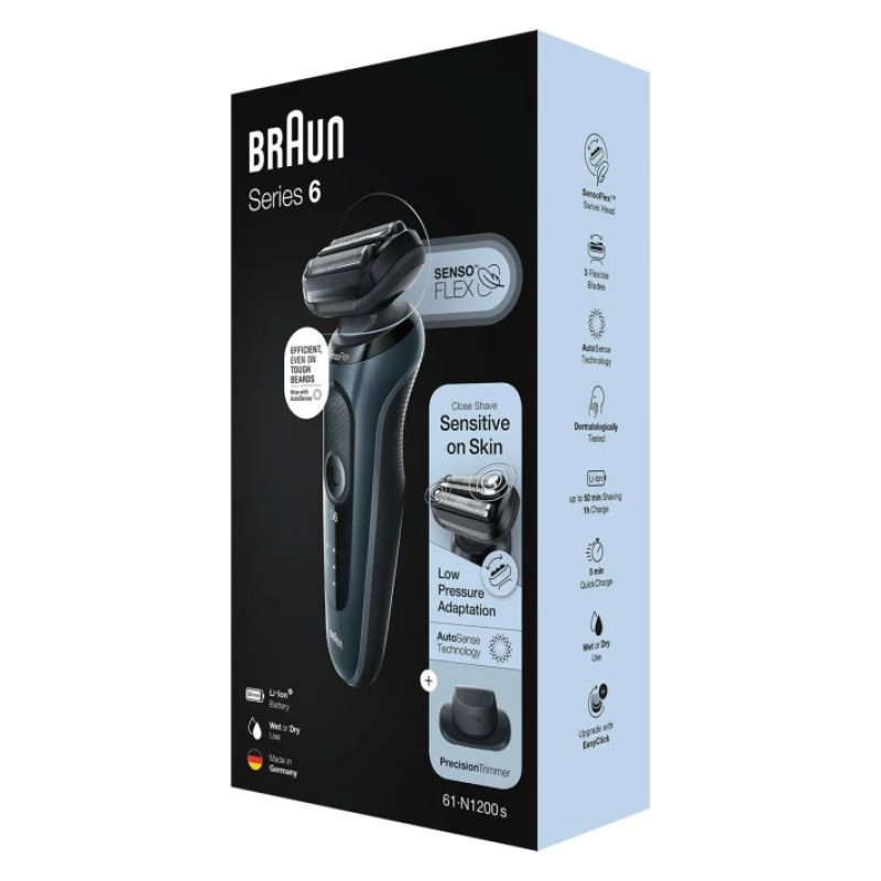 Braun Series 6 Men's Shaver with EasyClick Attachment, Electric Shaver & Precision Trimmer, SensoFlex, Wet&Dry,