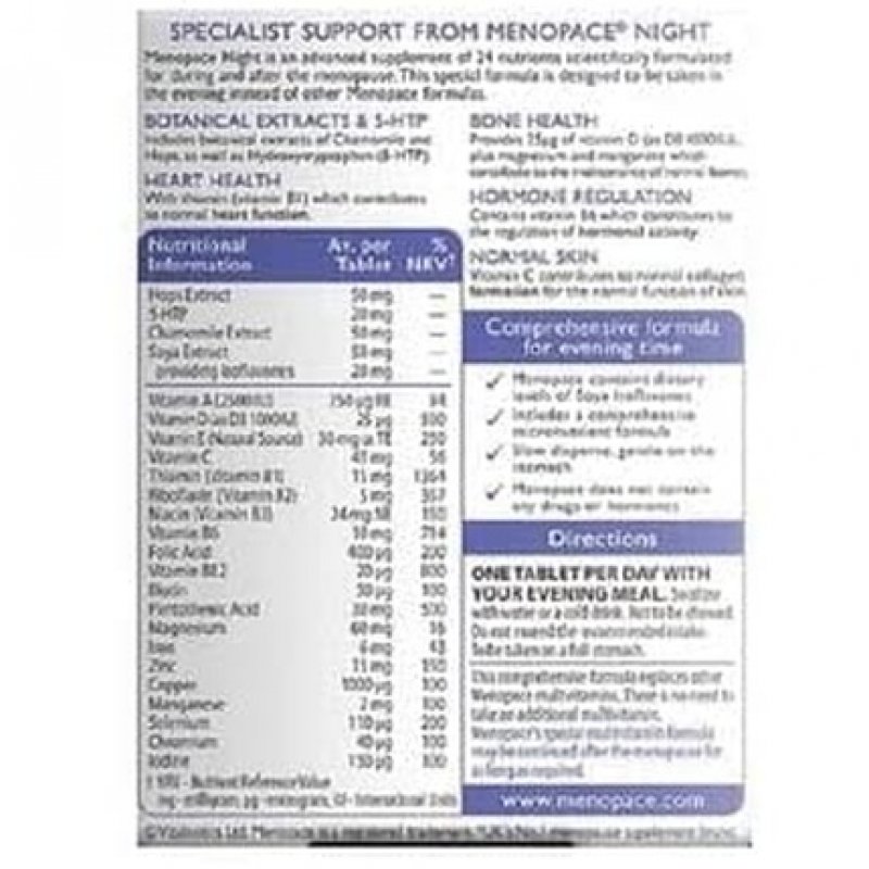 Vitabiotics Menopace Night Tablets 30 Capsules