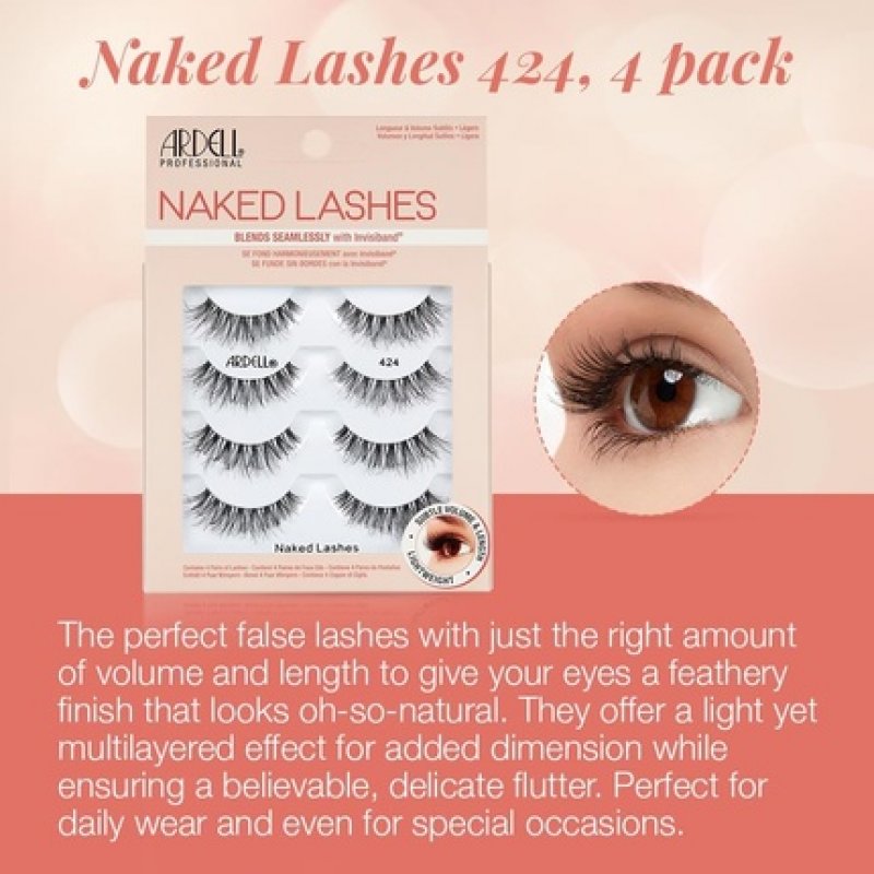 Ardell False Eyelashes Naked Lash 424 Black 8 Count