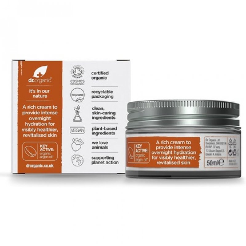Dr Organic Moroccan Argan Oil Night Cream Natural Vegan Cruelty Free Paraben & SLS Free Rich Hydration 50ml