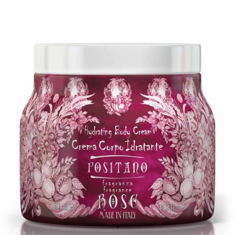 Le Maioliche Positano Rose Moisturizing Body Cream 450ml - Made in Italy - Notes of Rose Petals, Geranium, Violet,