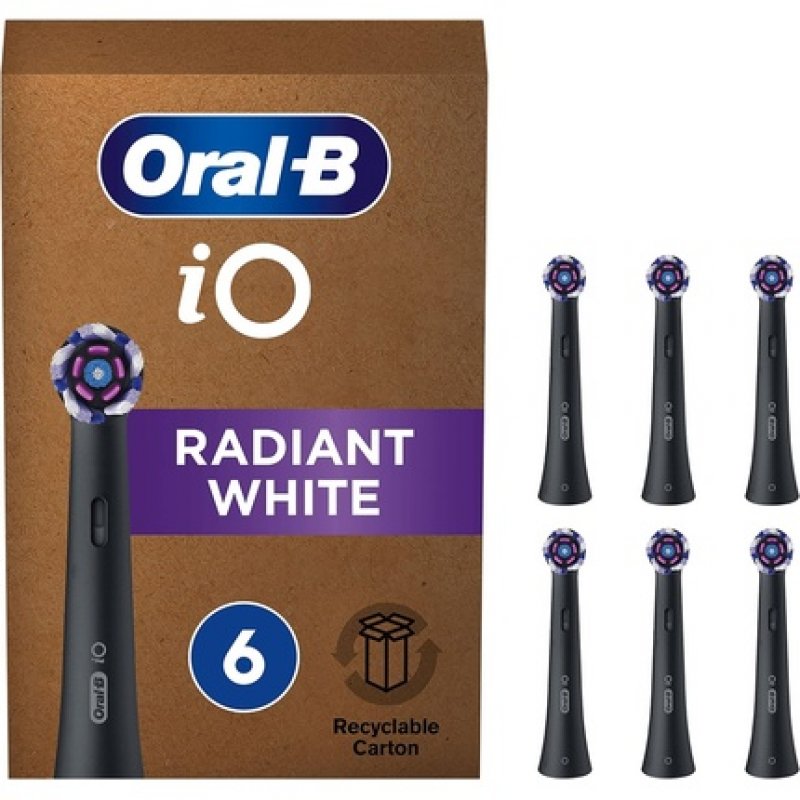Oral-B iO Radiant White Electric Toothbrush Head with Angled Bristles for Deeper Plaque Removal and Polishing Petals