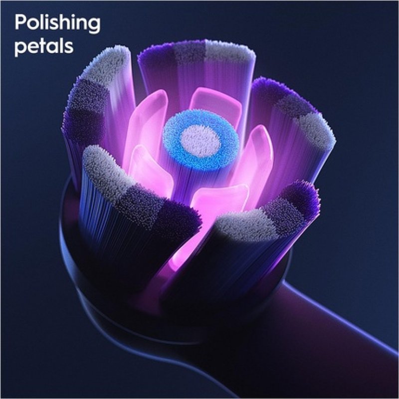 Oral-B iO Radiant White Electric Toothbrush Head with Angled Bristles for Deeper Plaque Removal and Polishing Petals