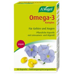 A.Vogel Omega 3 Capsules 30 Pieces - Vegan Plant-Based Dietary Supplement for Maintaining Normal Brain Function and