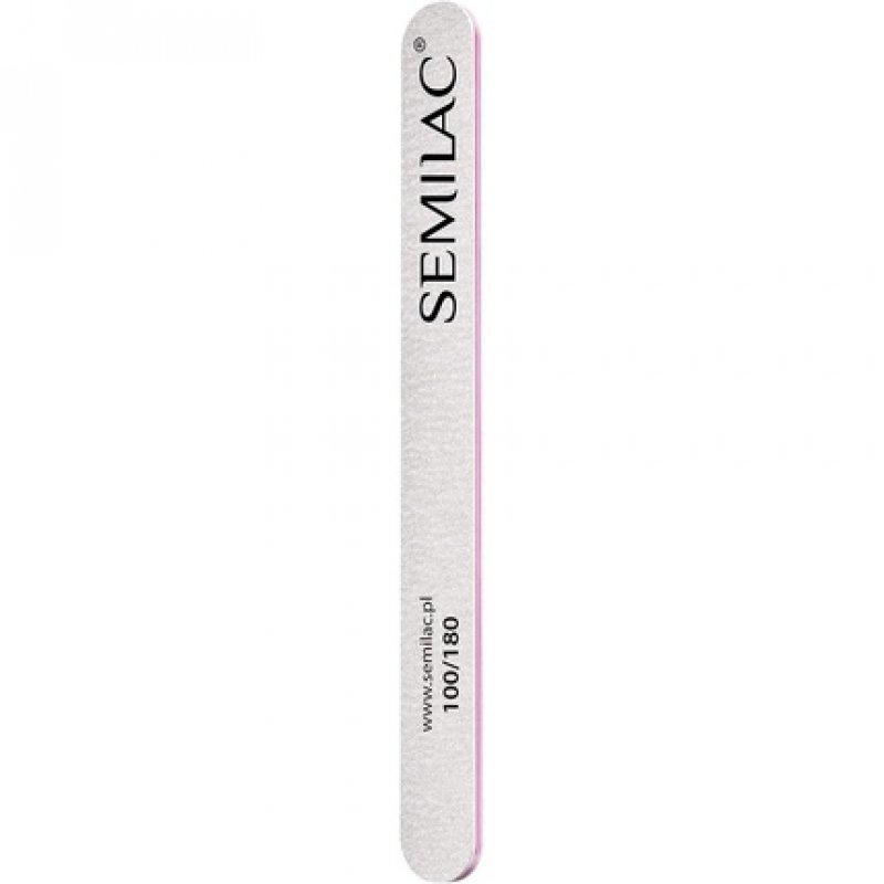 Semilac Straight Shaped Nail Files Double-Sided with Medium Grit 100/180 - Perfect for Natural and Gel Nails - Ideal