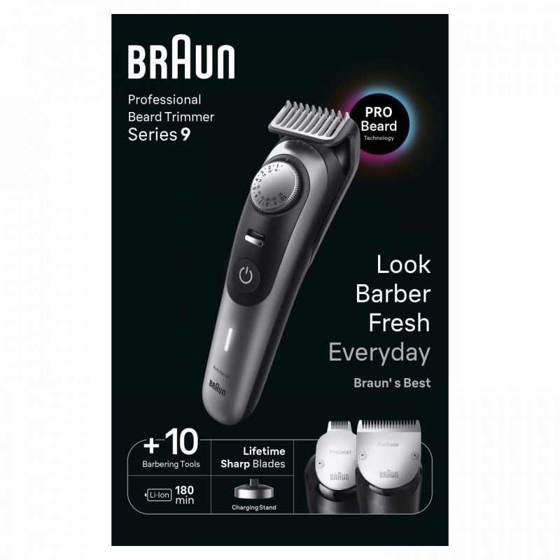 Braun BeardTrimmer BT9420 Batterie 40 2 cm Mouillé & sec Noir, Gris