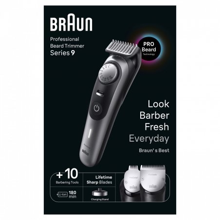 Braun BeardTrimmer BT9420 Batterie 40 2 cm Mouillé & sec Noir, Gris