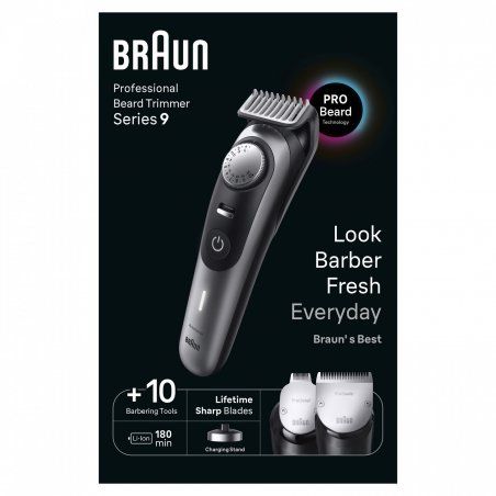 Braun BeardTrimmer BT9420 Battery 40 2 cm Wet & Dry Black, Grey