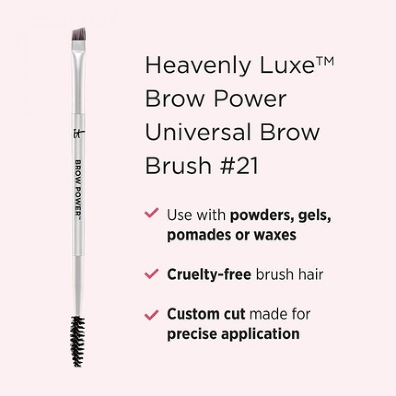 IT Cosmetics Heavenly Luxe Brow Power Universal Brow-Transformer Brush 21 - Angled Brush Spoolie Brush - For
