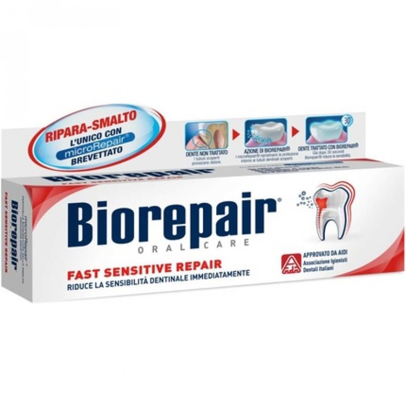 Biorepair Fast Sensitive Repair Toothpaste with microRepair 2.5 Fluid Ounce 75ml Tube