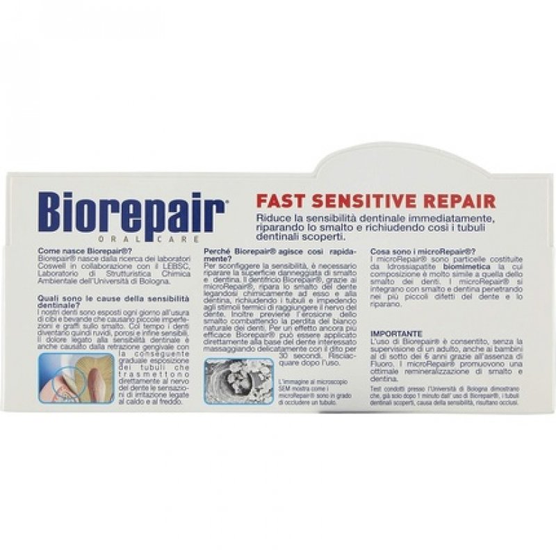 Biorepair Fast Sensitive Repair Toothpaste with microRepair 2.5 Fluid Ounce 75ml Tube