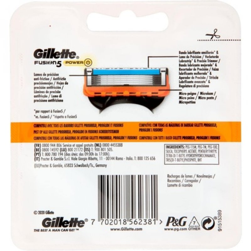 Gillette Fusion5 Power Razor Replacement Blades with Anti-Friction Blades