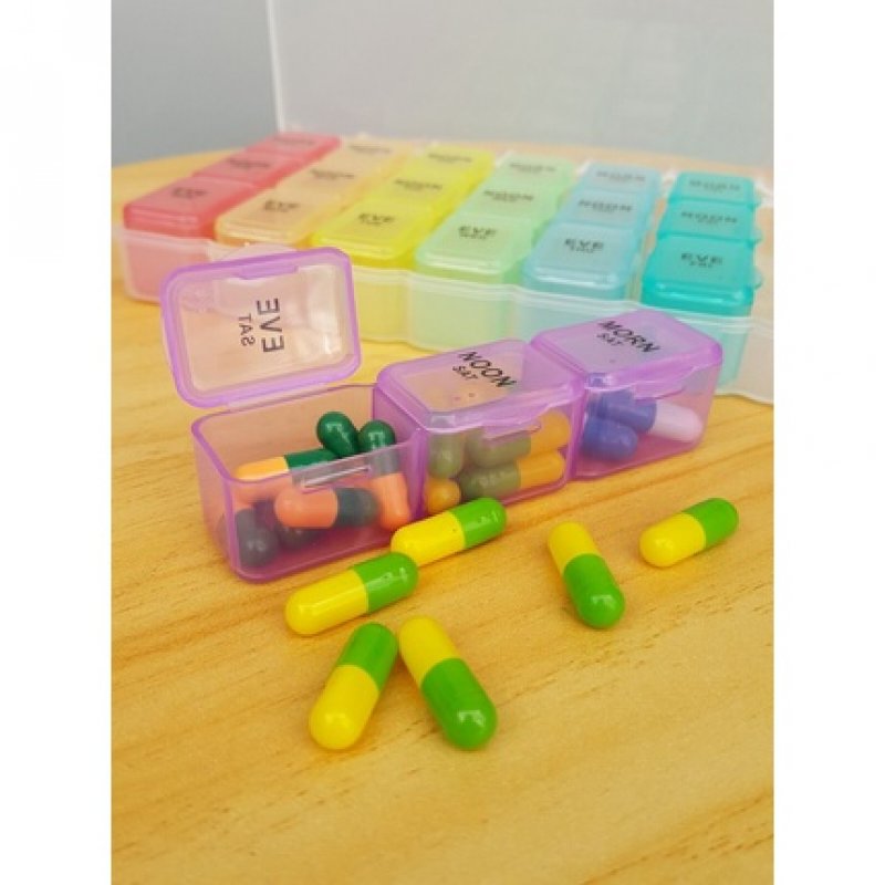 EWANTO Tablet Box Pill Organizer 7 Days Morning Noon Evening 21 Compartments