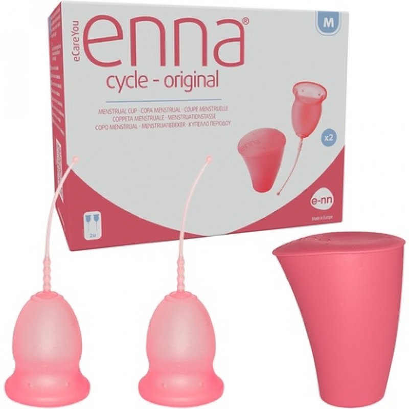 Enna Cycle Menstrual Cups Size M with Applicator and Sterilizer Box - Pack of 2