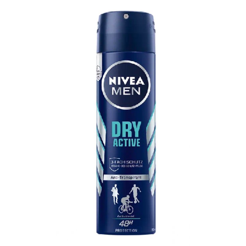 Nivea Men Dry Active Deo Spray 150ml with 72h Protection and Dual-Active Formula 150ml