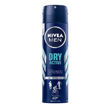 Nivea Men Dry Active Deo Spray 150ml with 72h Protection and Dual-Active Formula 150ml