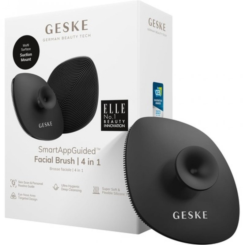 GESKE SmartAppGuided Facial Brush 4 in 1 Professional Cleansing Brush with Handle Soft Silicone Routine Skincare Gentle