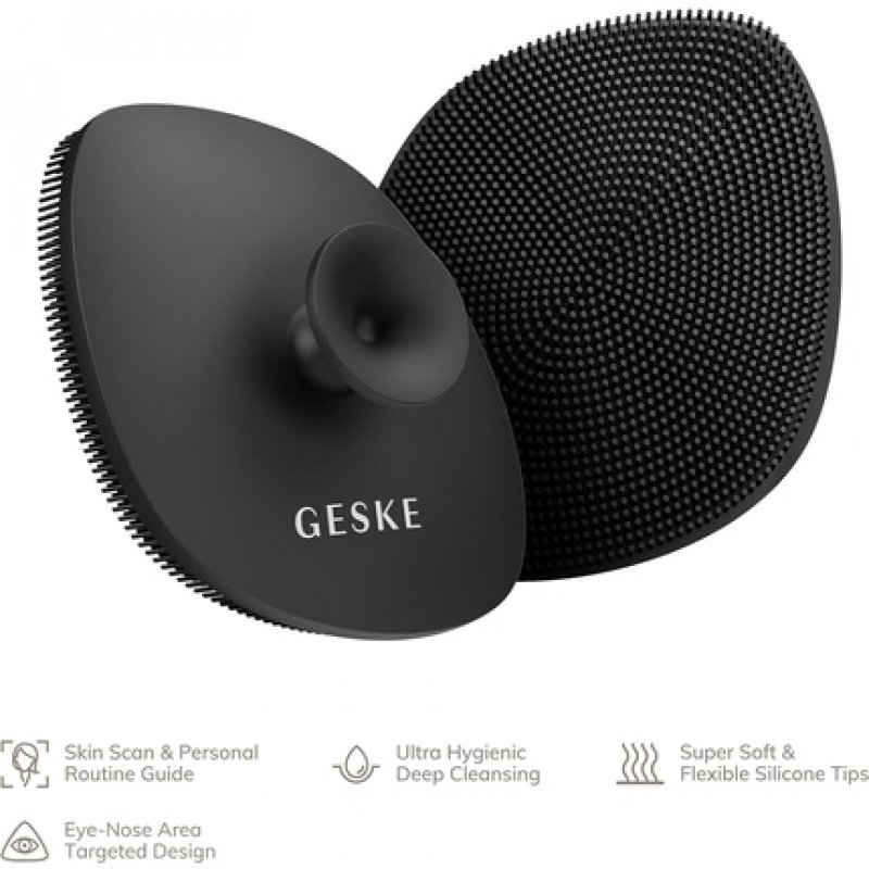 GESKE SmartAppGuided Facial Brush 4 in 1 Professional Cleansing Brush with Handle Soft Silicone Routine Skincare Gentle