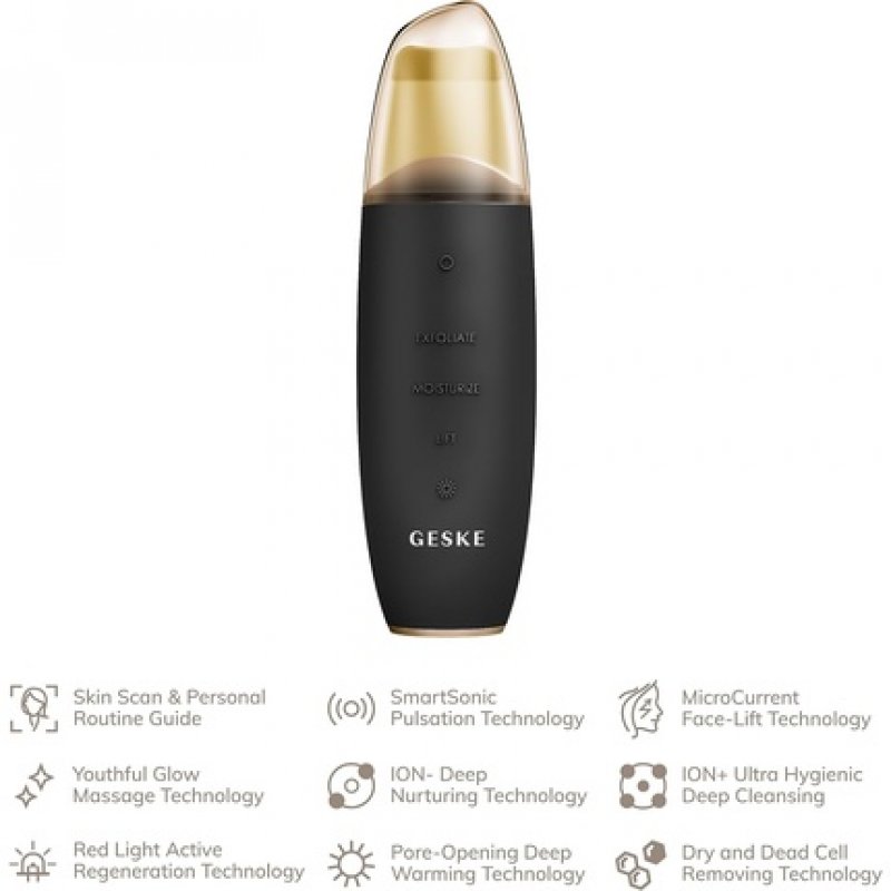 GESKE SmartAppGuided MicroCurrent Skin Scrubber & Blackhead Remover 9 in 1 Skincare Tools Face Cleaning Anti Aging and