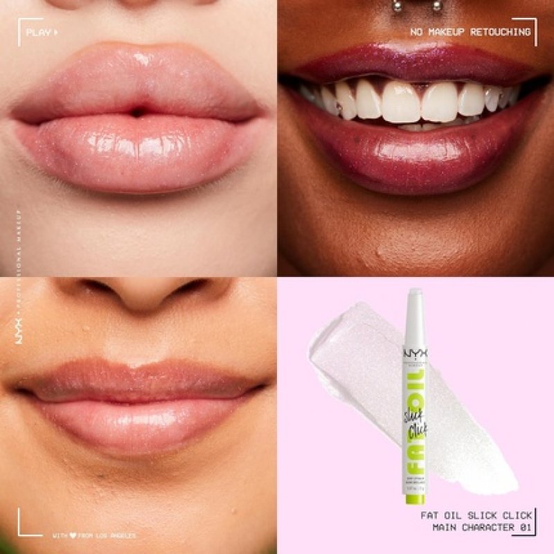 NYX Professional Makeup Fat Oil Slick Click Lightweight Buildable Pigmented Vegan Lip Balm Main Character 01