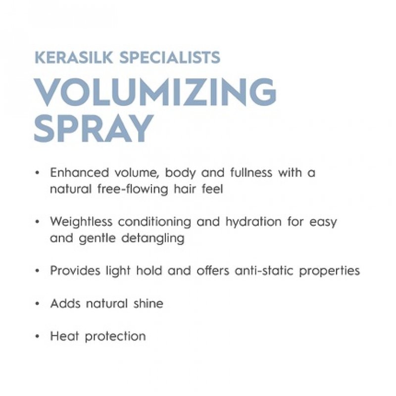 KERASILK Volumizing Spray Enhances Volume and Body Weightless Conditioning and Detangling with Heat Protection 125ml