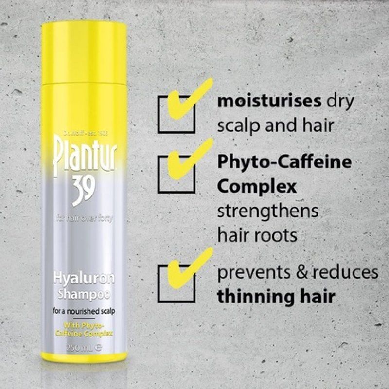 Plantur 39 Hyaluron Shampoo 250ml Moisturizes Dry Scalp and Hair Caffeine Complex Prevents and Reduces Thinning Hair