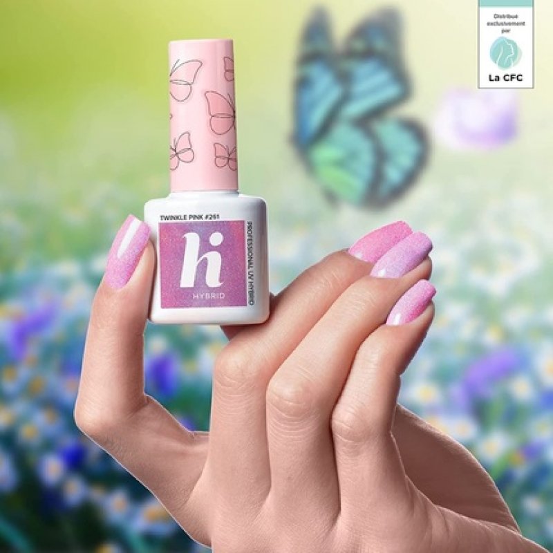 Hi Hybrid Twinkle Pink Semi-Permanent UV Gel Nail Polish 5ml - Lasts 2-3 Weeks with Ultra-Shine Finish - Manicure and