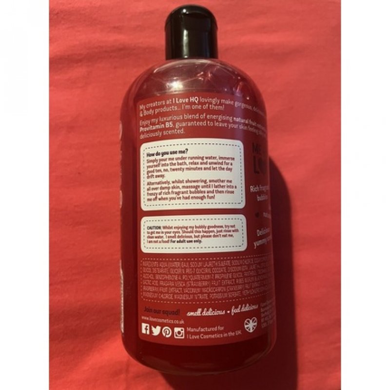 I Love Raspberry & Blackberry Bath & Shower Cream 16.9 Ounces Made in Ireland