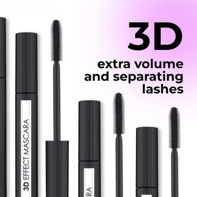 Lamel Mascara Natural and Organic Waterproof Voluminous Black Clear Formula 10ml - 3D